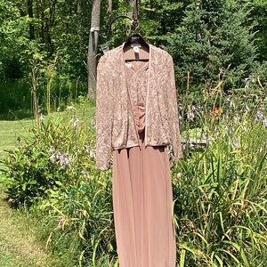 🌟 SPECIAL OCCASION LACE Metallic  Mocha DRESS Fits 12-16 IMO